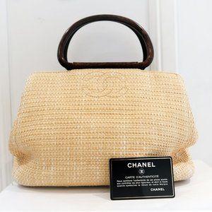 CHANEL Woven Top Handle Tote
